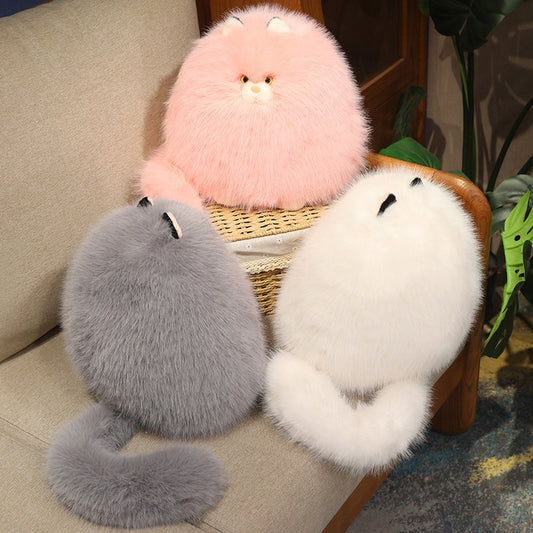 ELAINREN Furry and Chubby Cat Plush Pillow Super Soft Fat Kitten Stuffed Toy Pillow/11.8''