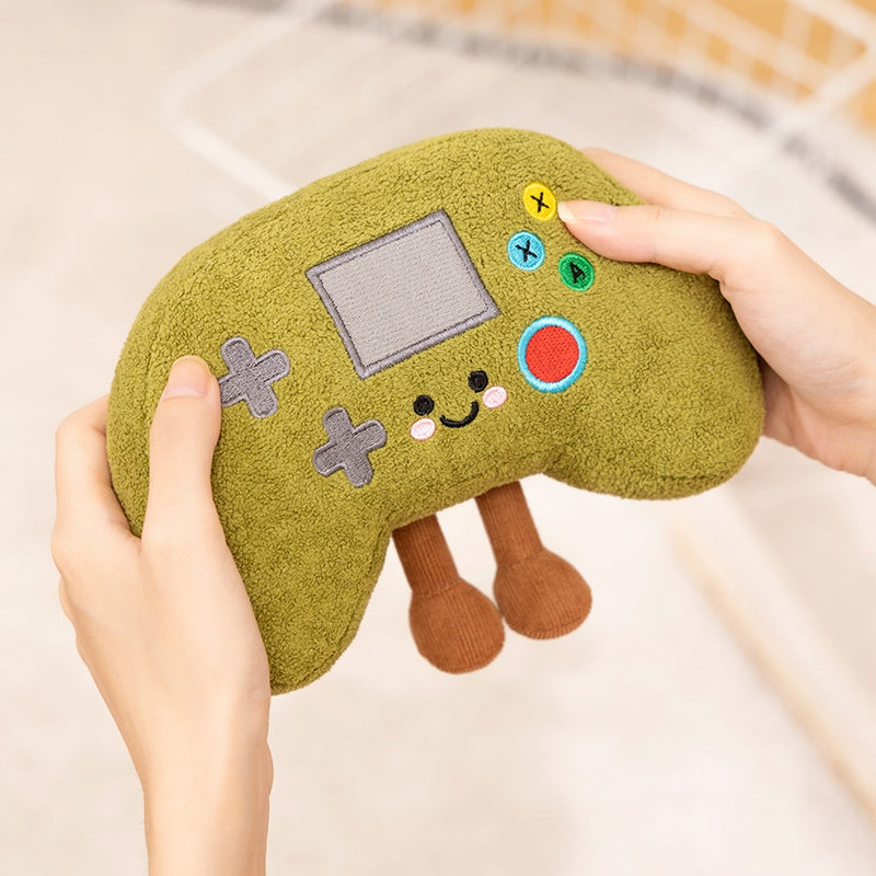 ELAINREN 5Pcs Gaming Equipment Plush Pretend Play Set(Beer/Skateboard/Game console/Handle/Mobile Phone)