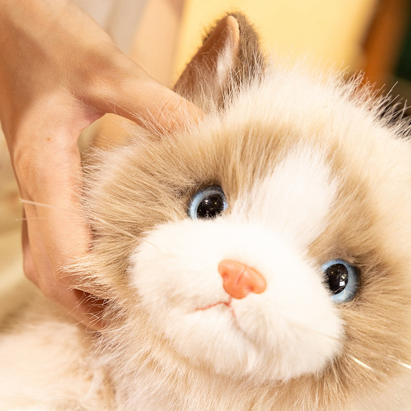 ELAINREN Realistic Brown Ragdoll Cat Stuffed Animal Lifelike Kitten Cat Plush Toy Gifts/43cm