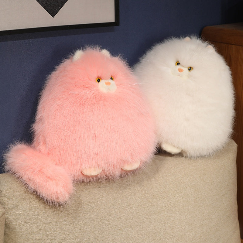 ELAINREN Furry and Chubby Cat Plush Pillow Super Soft Fat Kitten Stuffed Toy Pillow/11.8''