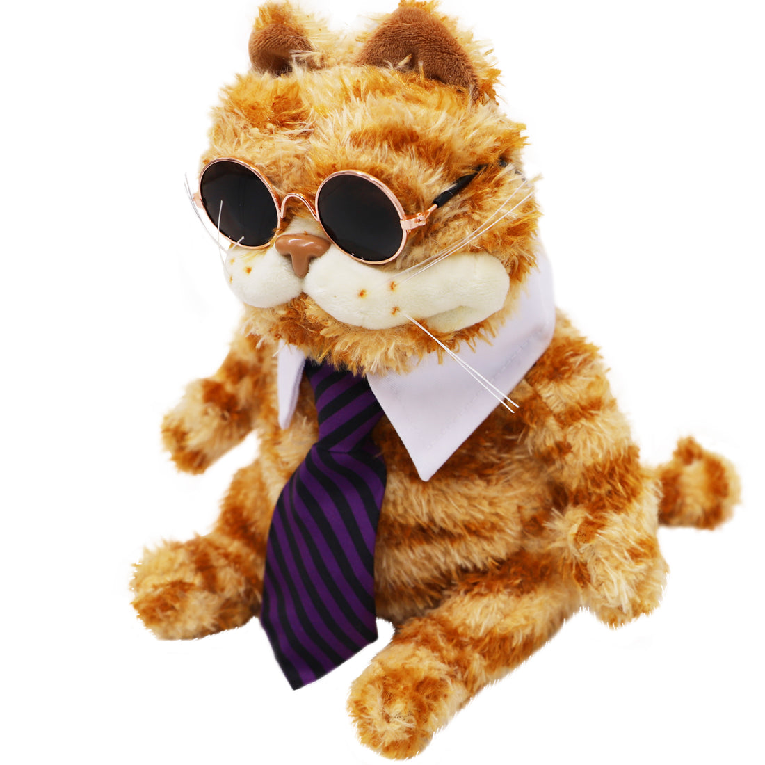 ELAINREN Halloween Garfield Plush Toy Cute Ugly Fat Kitten with Sun-Glass and Tie-30CM