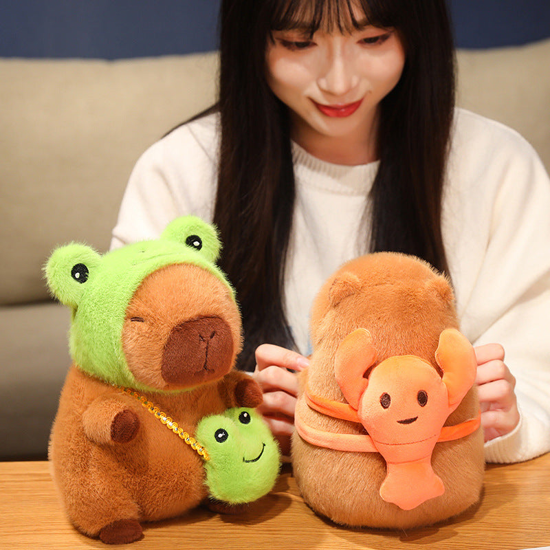 ELAINREN Soft Capybara Stuffed Animal with Frog Hat Kawaii Capybara Plush Toys/20cm