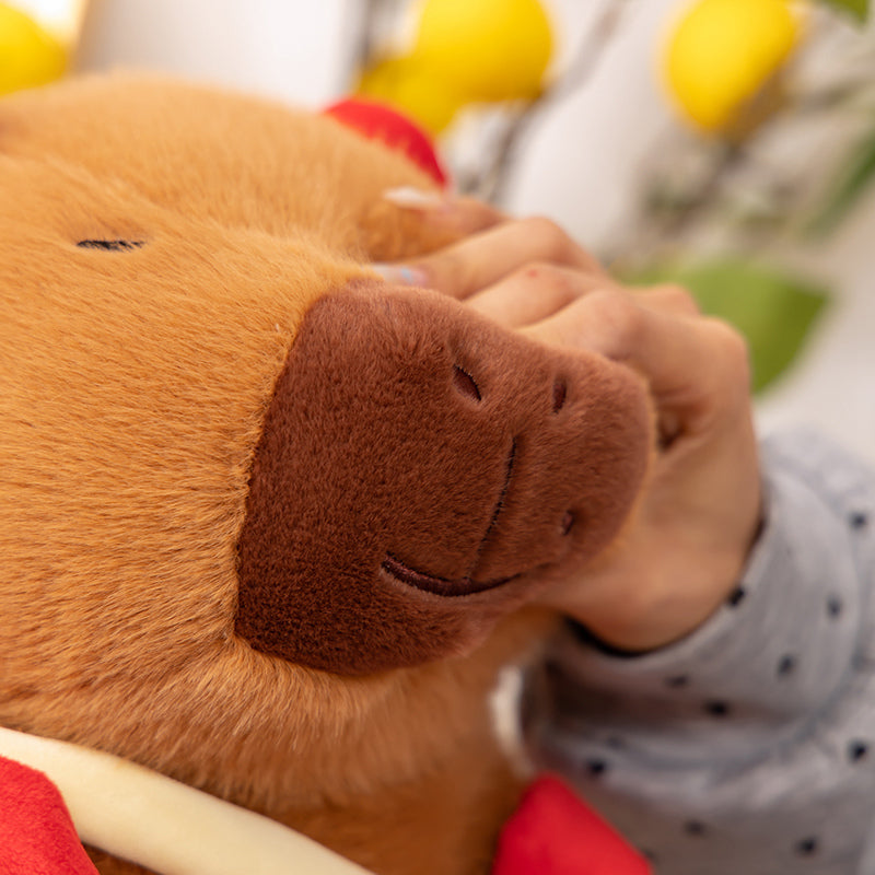 ELAINREN Cute Plush Capybara Dress Up Like Ne zha, Soft Nezha Capybara Stuffed Toy Gifts/20cm