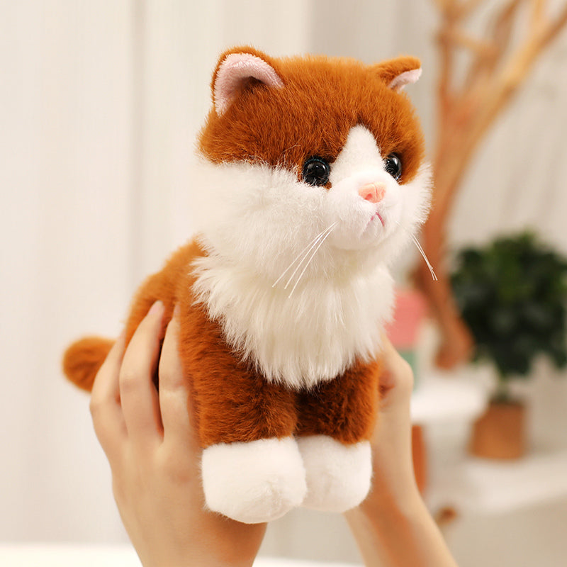 ELAINREN Realistic Brown Cat Stuffed Kitten Kitty Toy Gifts/20cm