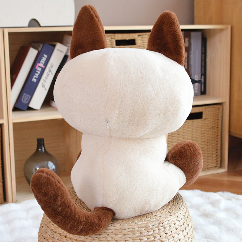 ELAINREN Cute Siamese Cat Stuffed Animal Toy Cartoon Siamese Kitten Plush Gifts/35cm