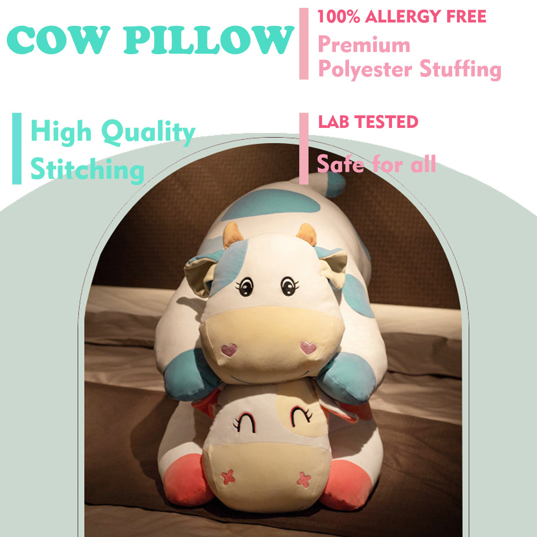 ELAINREN Soft Hugging Cow Plush Body Pillow-23.6Inch