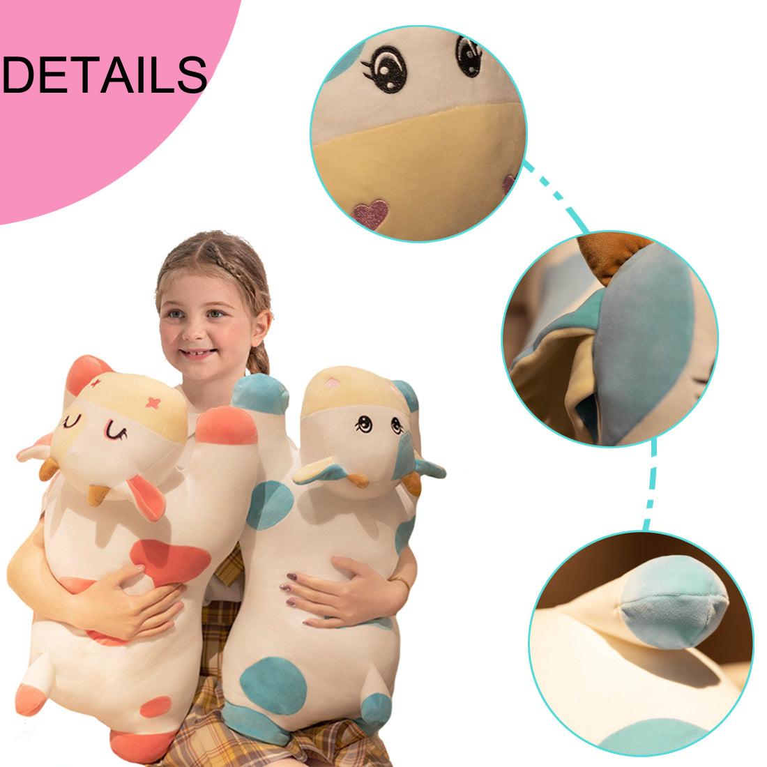 ELAINREN Soft Hugging Cow Plush Body Pillow-23.6Inch