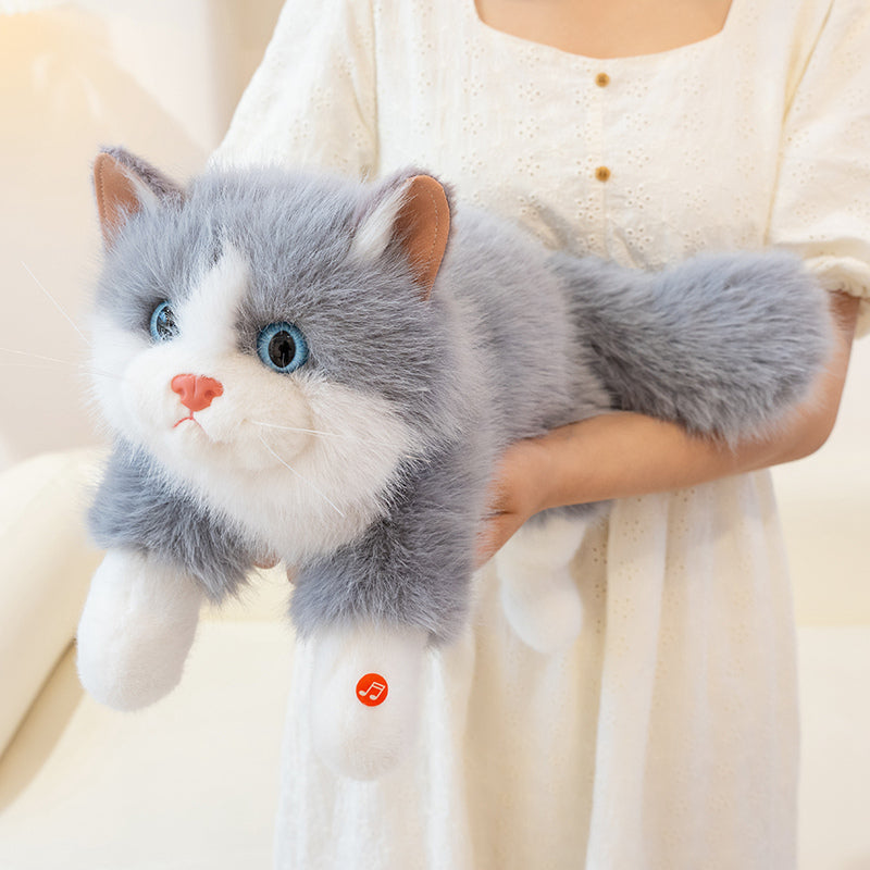 ELAINREN Lifelike Cat Plush Toy Realistic Kitten Stuffed Animals Doll Gifts/45cm