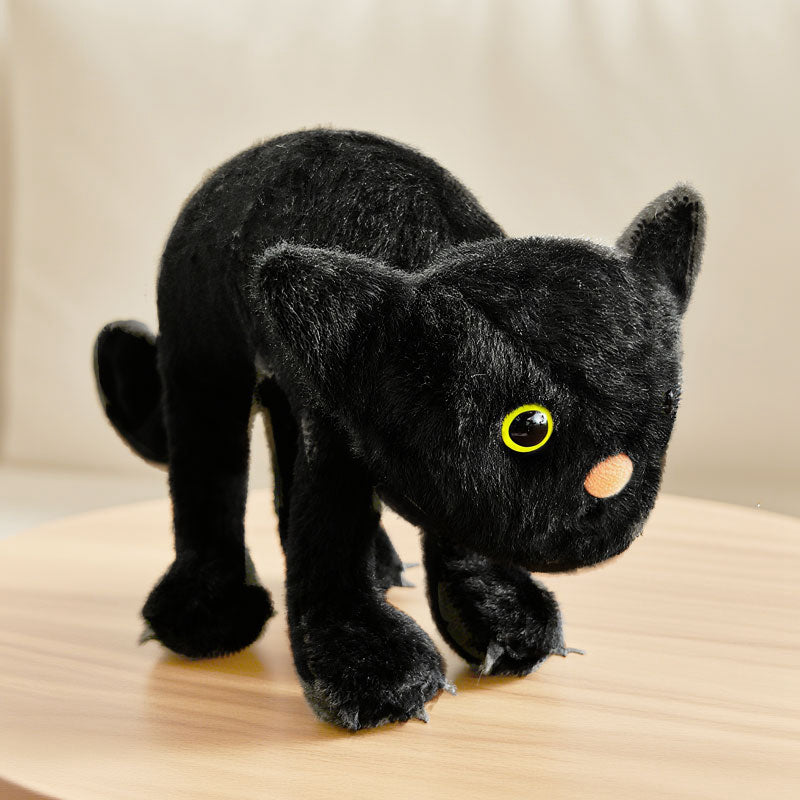 ELAINREN Kawaii Black Cat Stuffed White Kitten Plush Toy/30cm