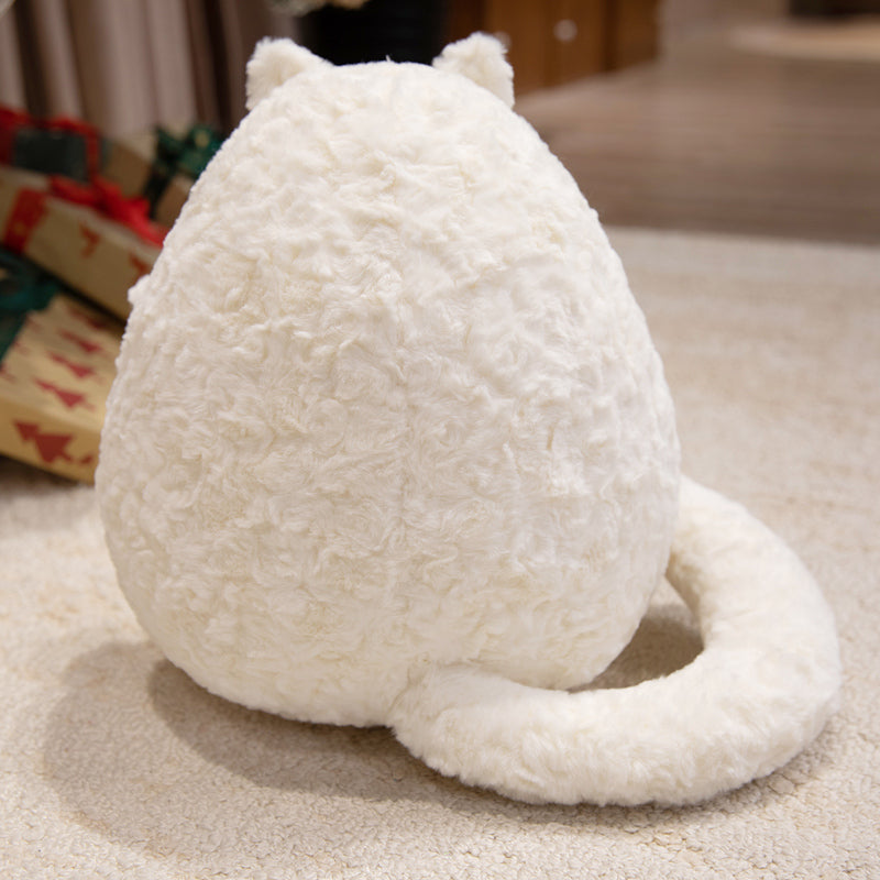 ELAINREN Furry White Kitten Plush Pillow Ultra-Soft Chubby Black Cat Stuffed Animals Toy/