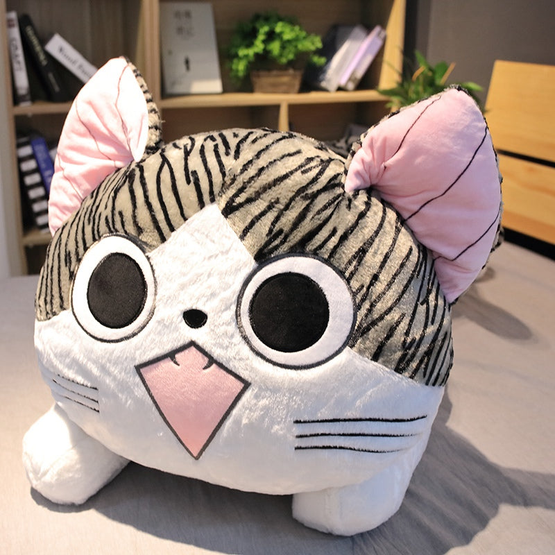 ELAINREN Gray Stripeed Tabby Cat Stuffed Pillow Ultra-Soft Kitten Shape Plush Toy GIfts/50cm