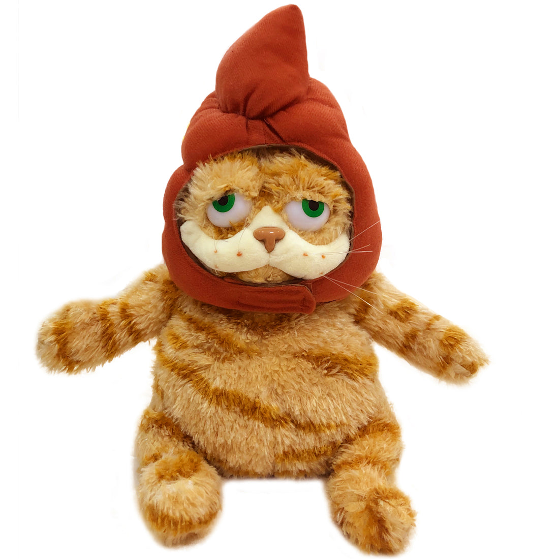 ELAINREN Halloween Garfield Plush Toy with Poop Hat Fat Orange Cat Plush Kitten Toy Dressing Up Poop Costume-30cm
