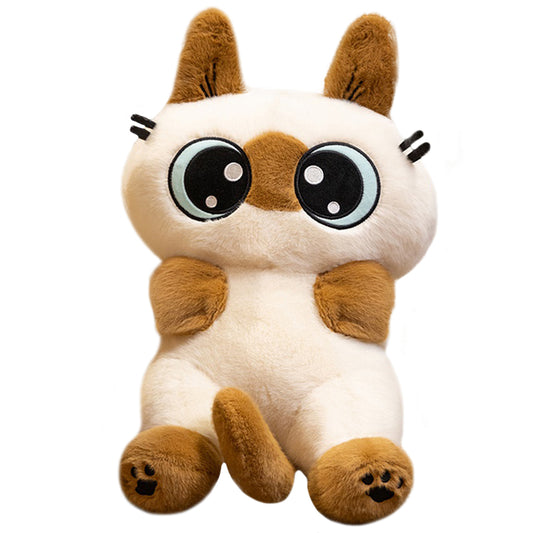 ELAINREN Cute Siamese Cat Stuffed Animal Toy Cartoon Siamese Kitten Plush Gifts/33cm
