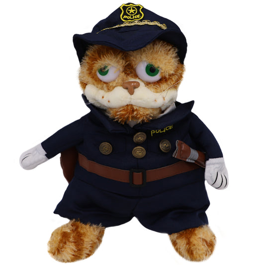 ELAINREN Halloween Garfield Plush Toy Police Pet Cat Plush Fat Orange Cat Stuffed Dolls-30cm