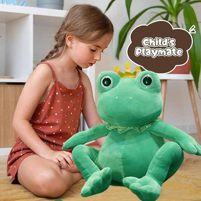 ELAINREN Large Sitting Frog Plush Toy Green Frog Stuffed Anima Dolls/19.6‘’