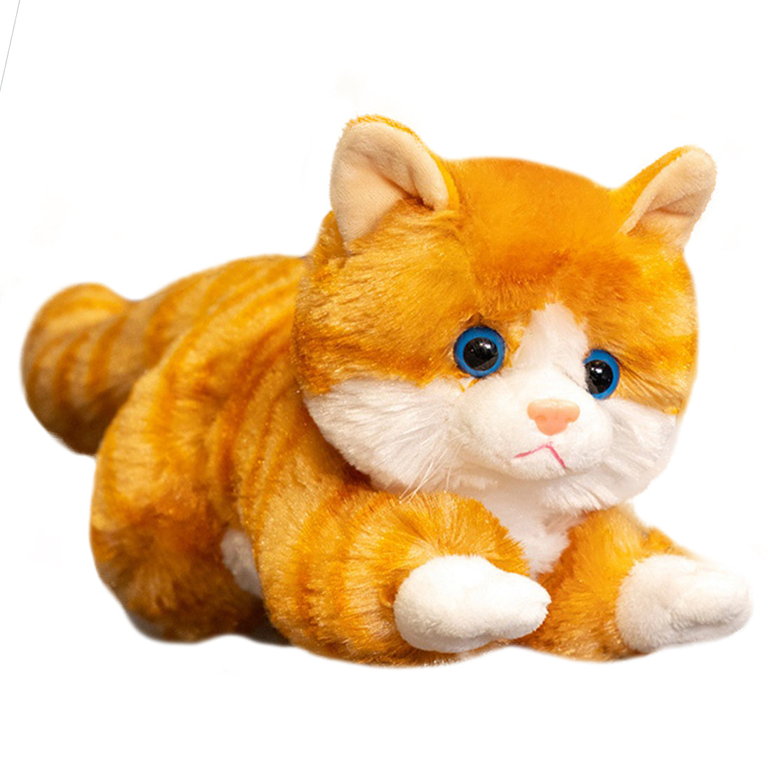 ELAINREN Realistic Orange Tabby Cat Stuffed Animals Lifelike Yellow Kitten Plushie Toy GIfts/30cm