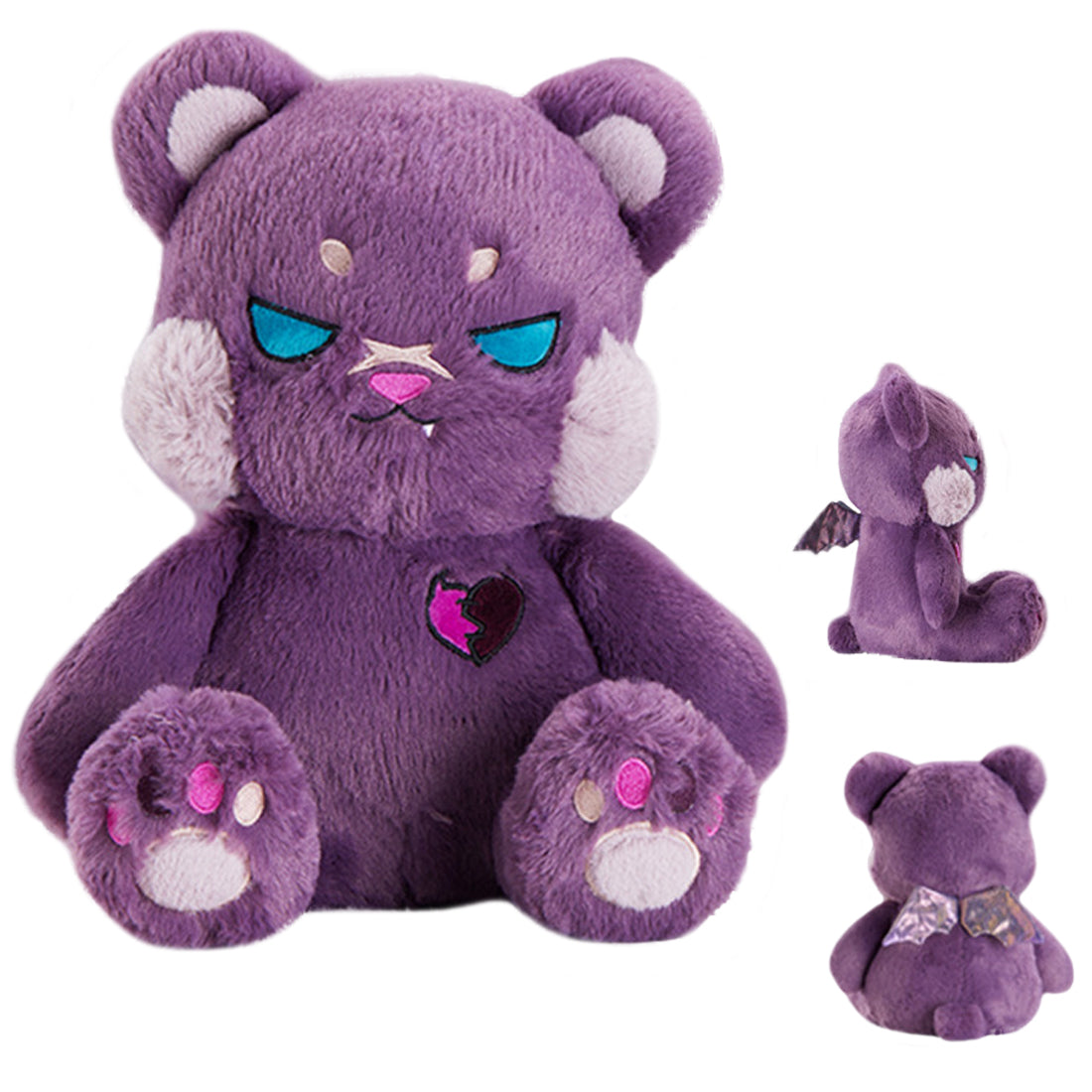 ELAINREN Creepy Gothic Bear Stuffed Gifts, Plush Goth Teddy Bear with Wings/11.8Inch