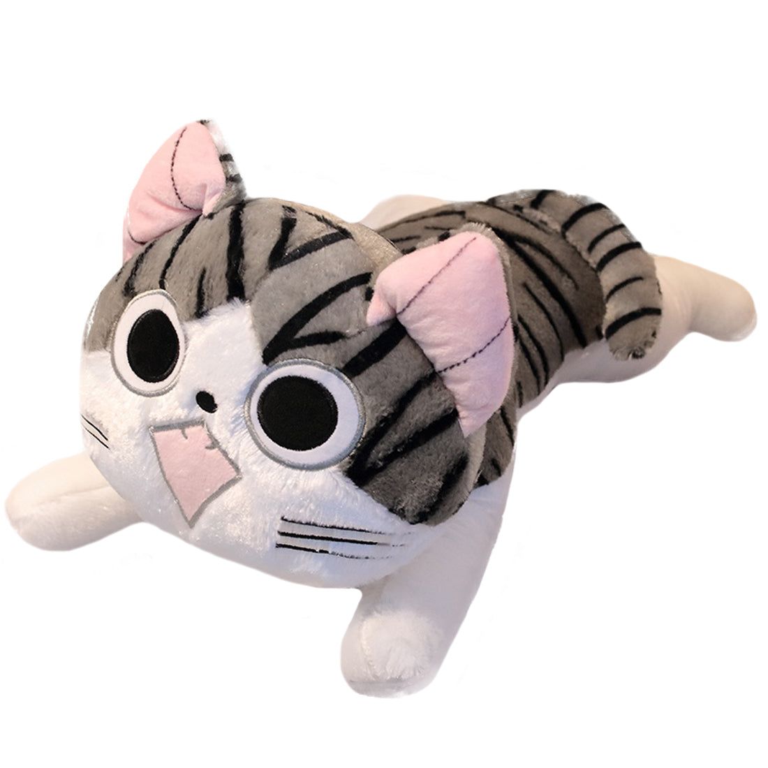 ELAINREN Gray Stripeed Tabby Cat Stuffed Pillow Ultra-Soft Kitten Shape Plush Toy GIfts/50cm