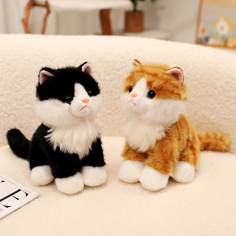 ELAINREN Sitting Orange Tabby Cat Plush Realistic Tiger Kitten Stuffed Toy/20cm