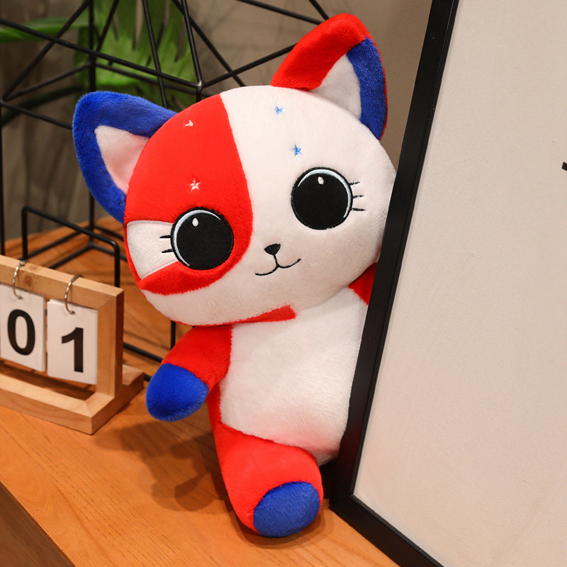 ELAINREN Flag Cat Stuffed Animal Toy Cute Kitten Plush Doll Gifts/35cm