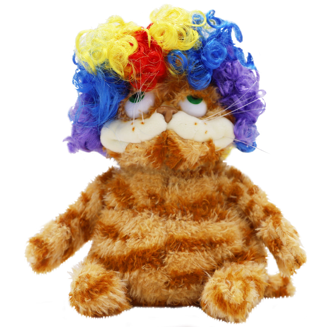 ELAINREN Halloween Garfield Plush Toy Lifelike Yellow Tabby Kitty Plushie Cat Dress Up Clown Dolls-30cm