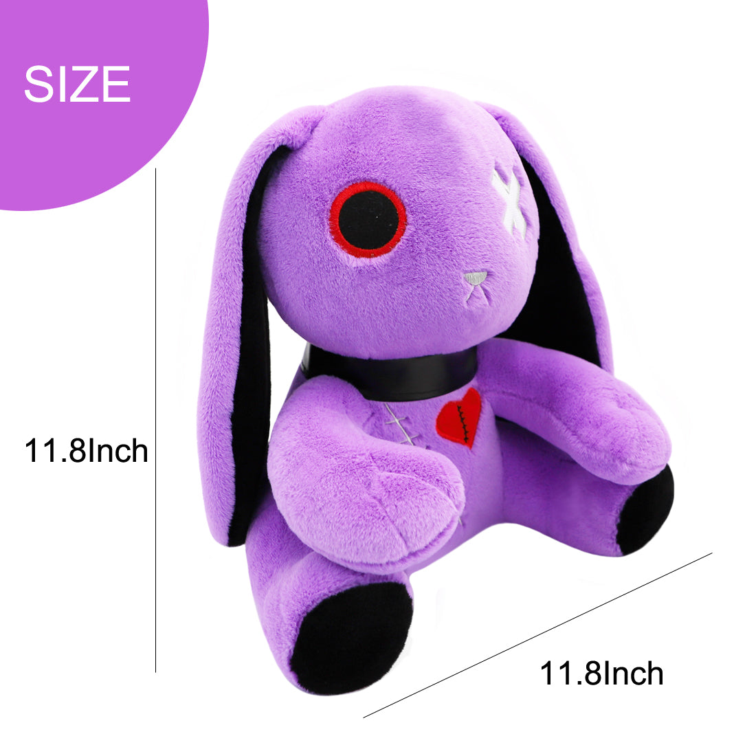 ELAINREN Gothic Purple Rabbit Plush Crazy Bunny Toy Halloween Dreadful Bunny Stuffed Easter Pillow/11.8Inch