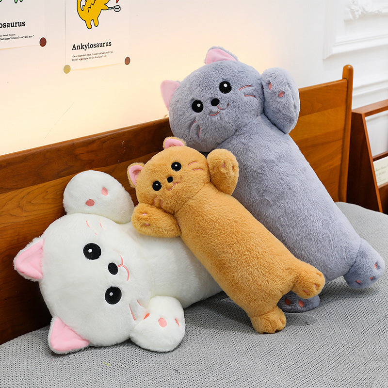 ELAINREN Ultra-soft Long cat plush toy pillow fluffy kitten kitty stuffed long cushion decor gifts/48CM