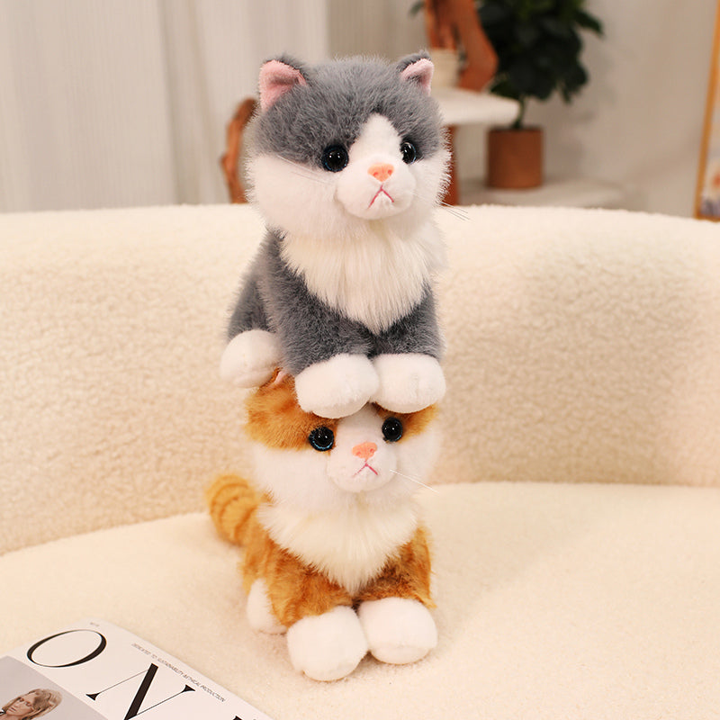 ELAINREN Realistic Gray Cat Stuffed Kitten Kitty Toy Gifts/20cm