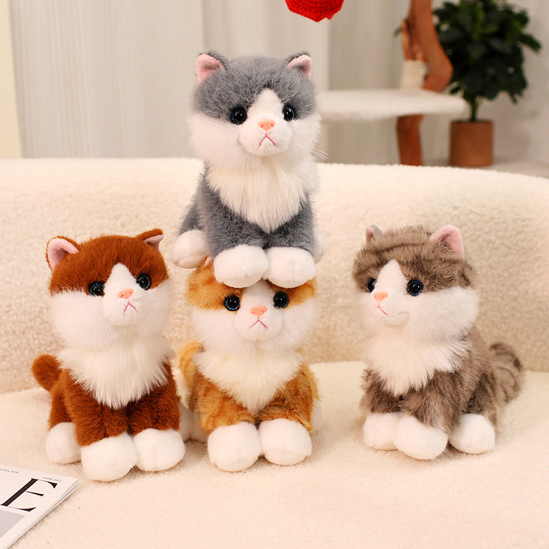 ELAINREN Realistic Brown Cat Stuffed Kitten Kitty Toy Gifts/20cm