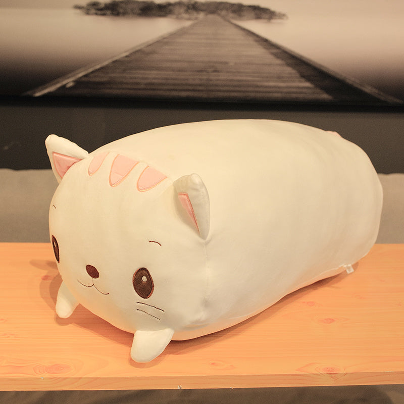 ELAINREN Cuddly Chubby White Cat Plush Soft Hugging Pillow Decor-23.6''