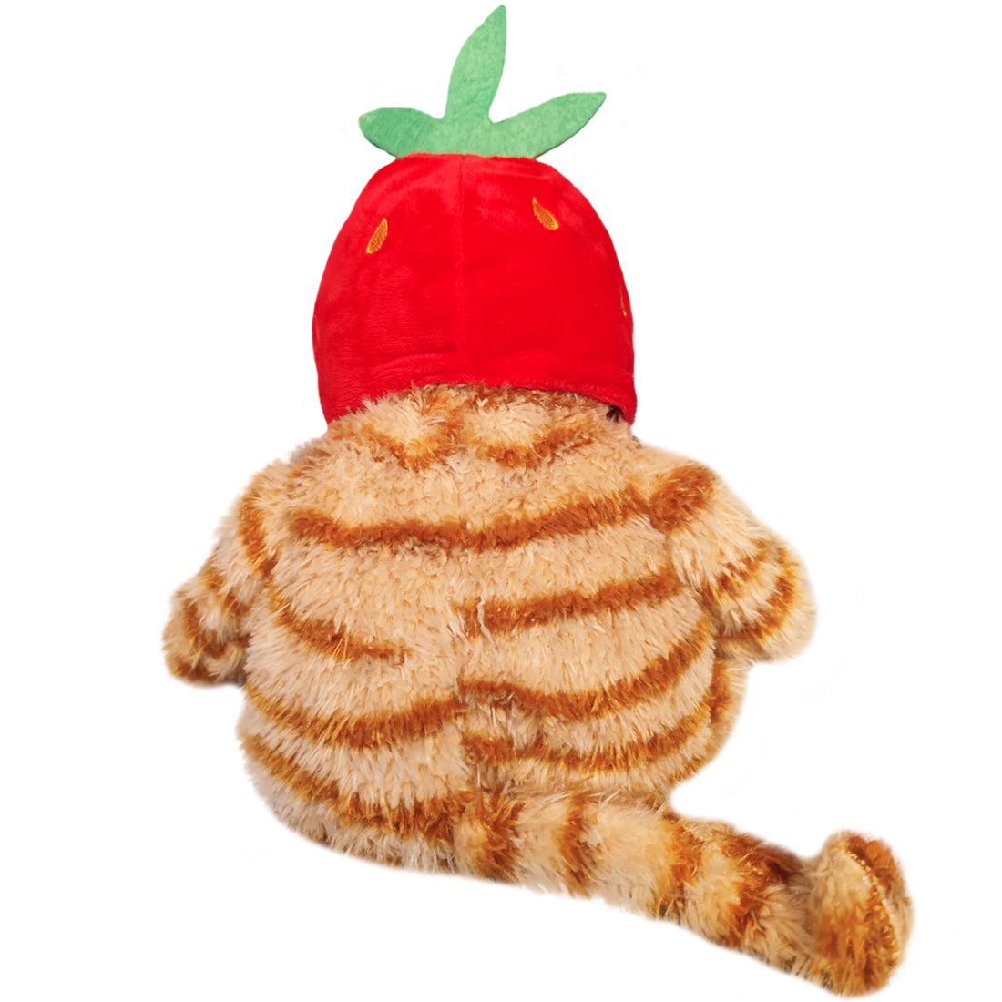 ELAINREN Kawaii Garfield Plush Toy with Strawberry Hat,Stuffed Fat Orange Cat Dress Fruit Costume-30cm