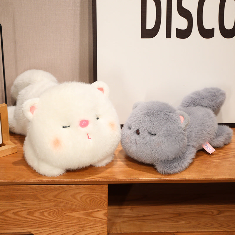 ELAINREN Cuddly Gray Kitten Stuffed White Cat Plush Toy Pillow Decor Gifts/45cm