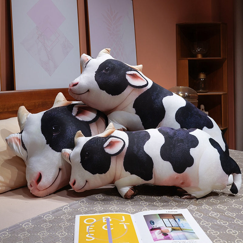 ELAINREN 3D Realistic Cow Plush Big Pillow Soft Cow Stuffed Decor Cushion-100cm