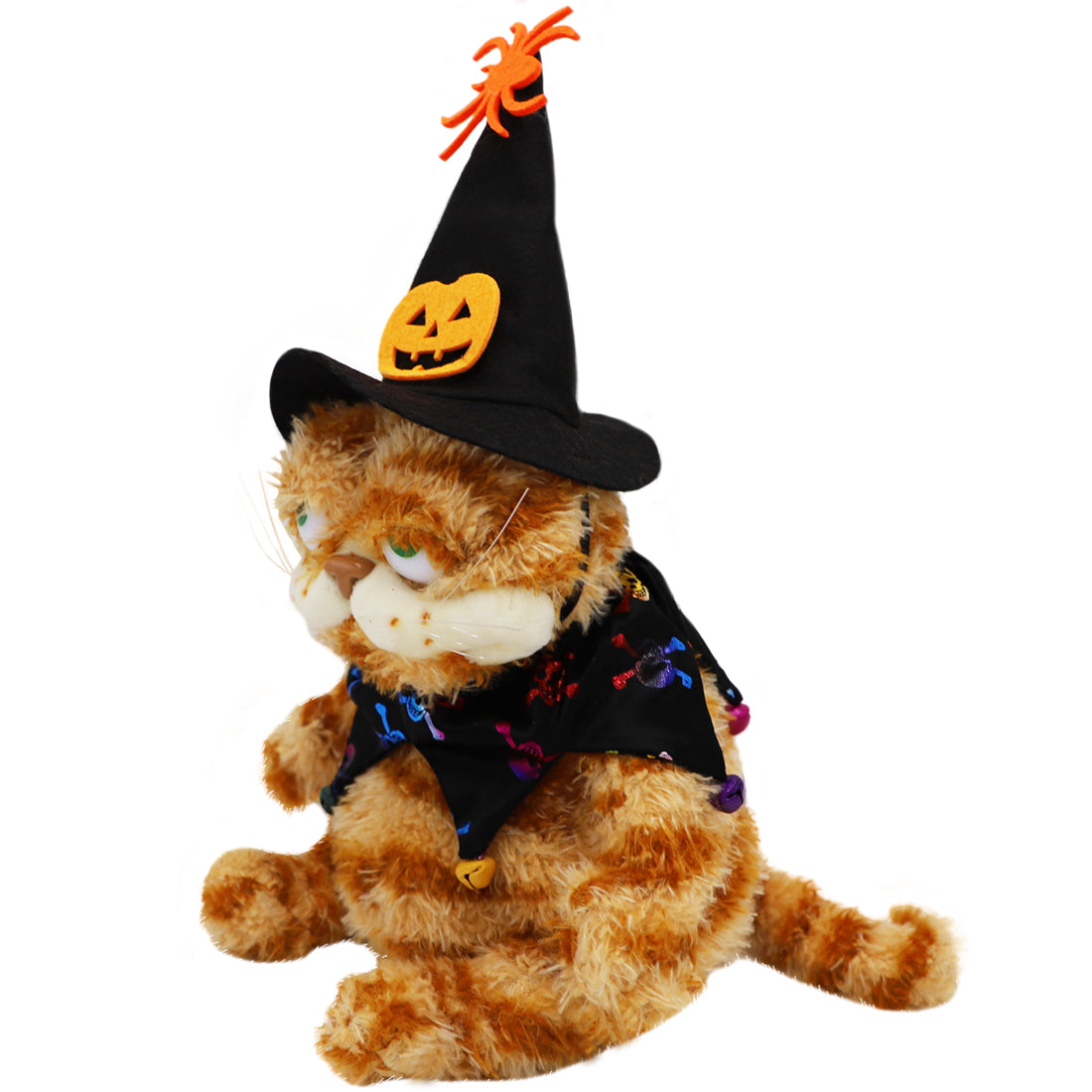 ELAINREN Halloween Garfield Plush Toy Cute Ugly Fat Kitten with Witch Cap-30CM