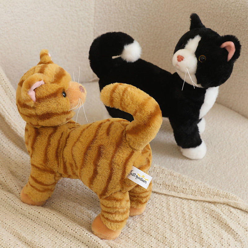 ELAINREN Realistic Tabby Cat Plush Kitten Stuffed Animals Toy/25cm