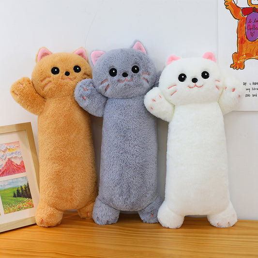 ELAINREN Ultra-soft Long cat plush toy pillow fluffy kitten kitty stuffed long cushion decor gifts/48CM