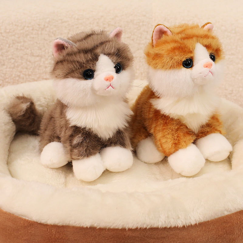 ELAINREN Sitting Orange Tabby Cat Plush Realistic Tiger Kitten Stuffed Toy/20cm
