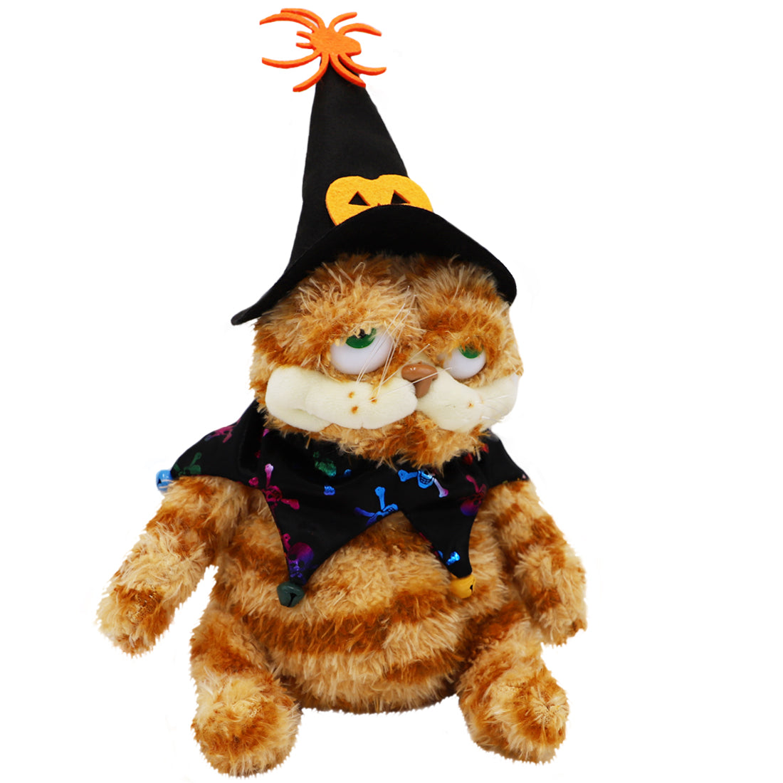 ELAINREN Halloween Garfield Plush Toy Cute Ugly Fat Kitten with Witch Cap-30CM