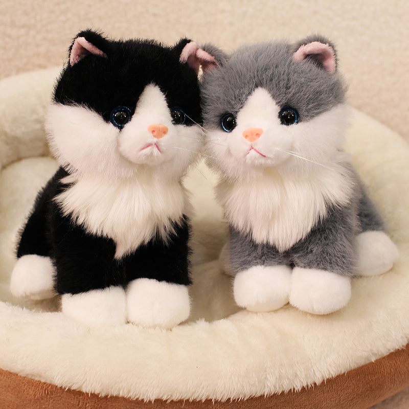 ELAINREN Realistic Gray Cat Stuffed Kitten Kitty Toy Gifts/20cm