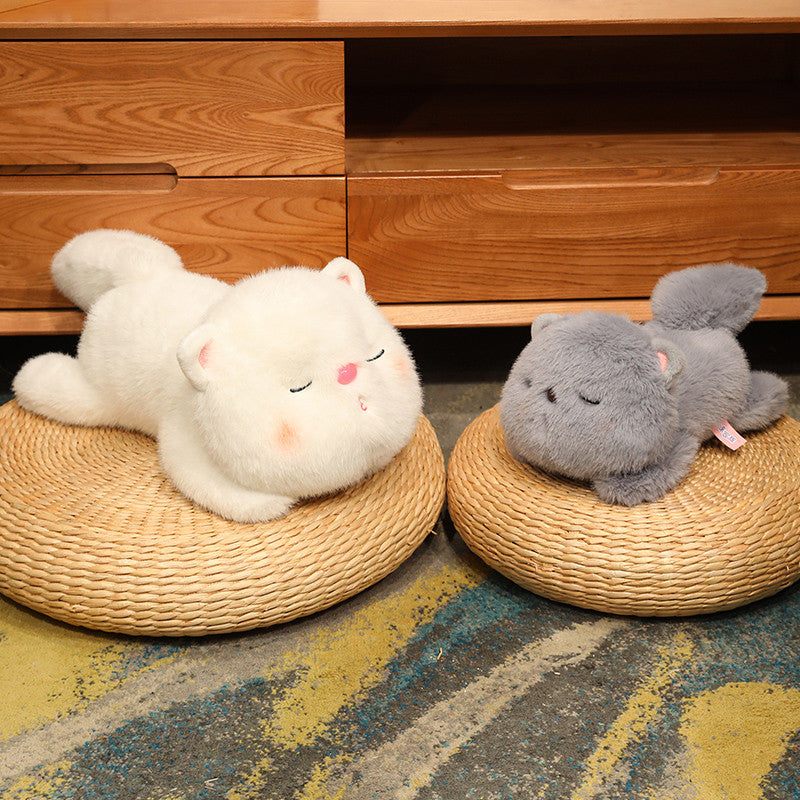 ELAINREN Cuddly Gray Kitten Stuffed White Cat Plush Toy Pillow Decor Gifts/45cm
