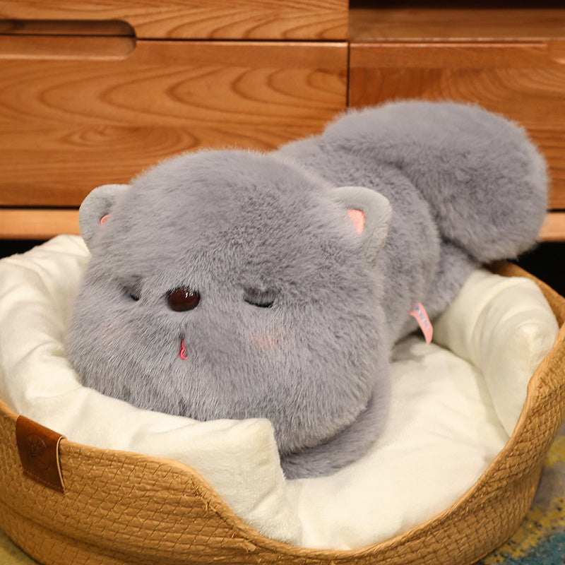 ELAINREN Cuddly Gray Kitten Stuffed White Cat Plush Toy Pillow Decor Gifts/45cm