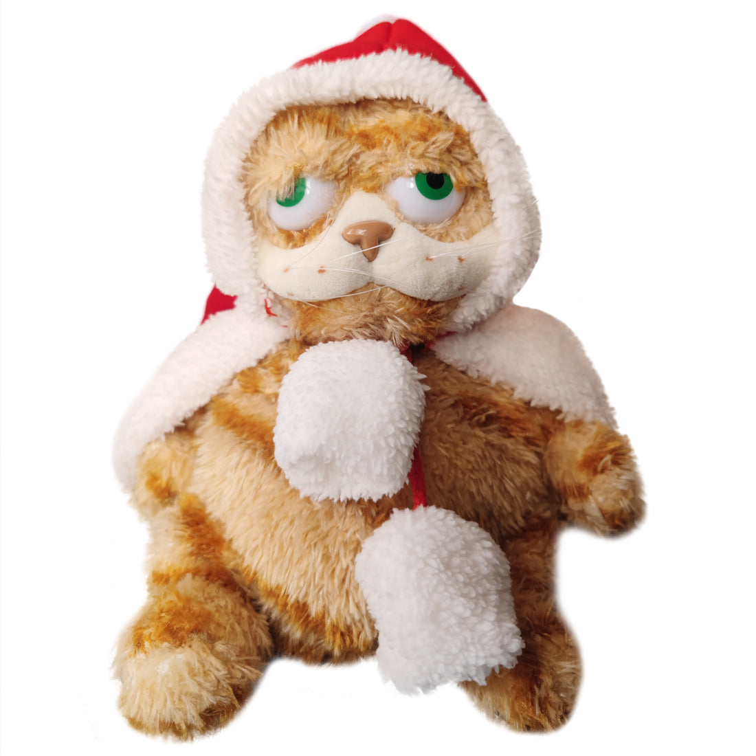 ELAINREN Christmas Garfield Stuffed Orange Cat Toy with Xmas Cap Decor/11.8''