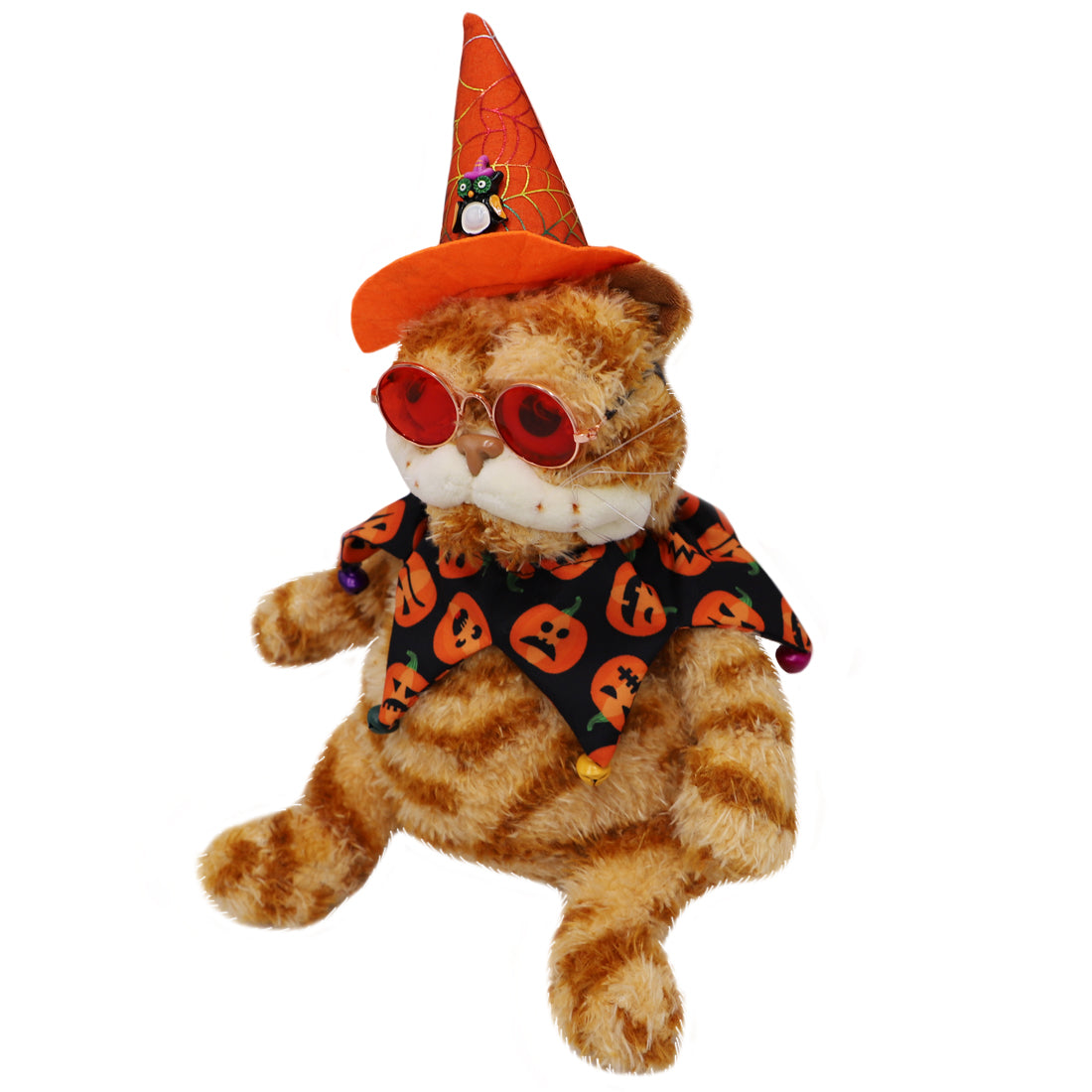 ELAINREN Halloween Garfield Plush Toy Halloween Witch Cat with Sun-Glass and Hat-30CM