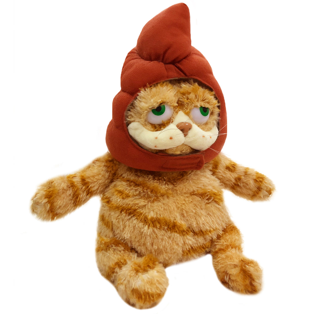ELAINREN Halloween Garfield Plush Toy with Poop Hat Fat Orange Cat Plush Kitten Toy Dressing Up Poop Costume-30cm