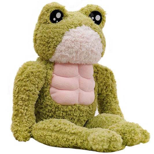 ELAINREN 3D Muscle Frog Plush Toy Pillow Soft Frolick Frog Stuffed Animals Dolls Gifts,17.7''