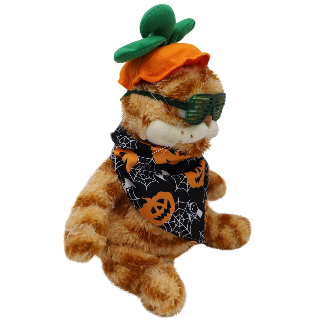 ELAINREN Halloween Garfield Plush Toy Crazy Cat Plush Toy with Pumpkin Hat-30CM