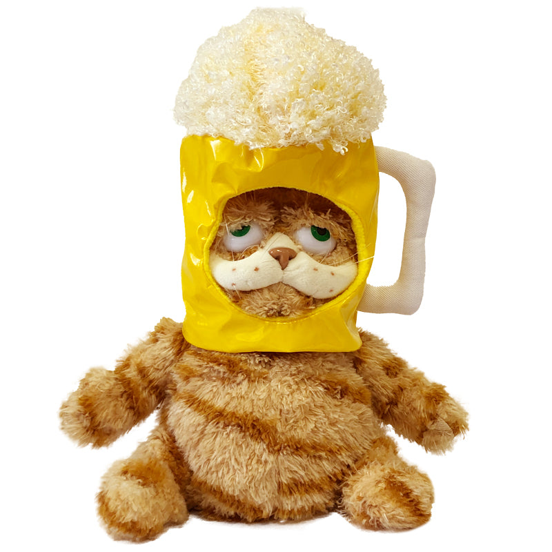 ELAINREN Garfield Plush Toy with Beer Hat Hallowen Stuffed Fat Orange Cat Kitten-30CM