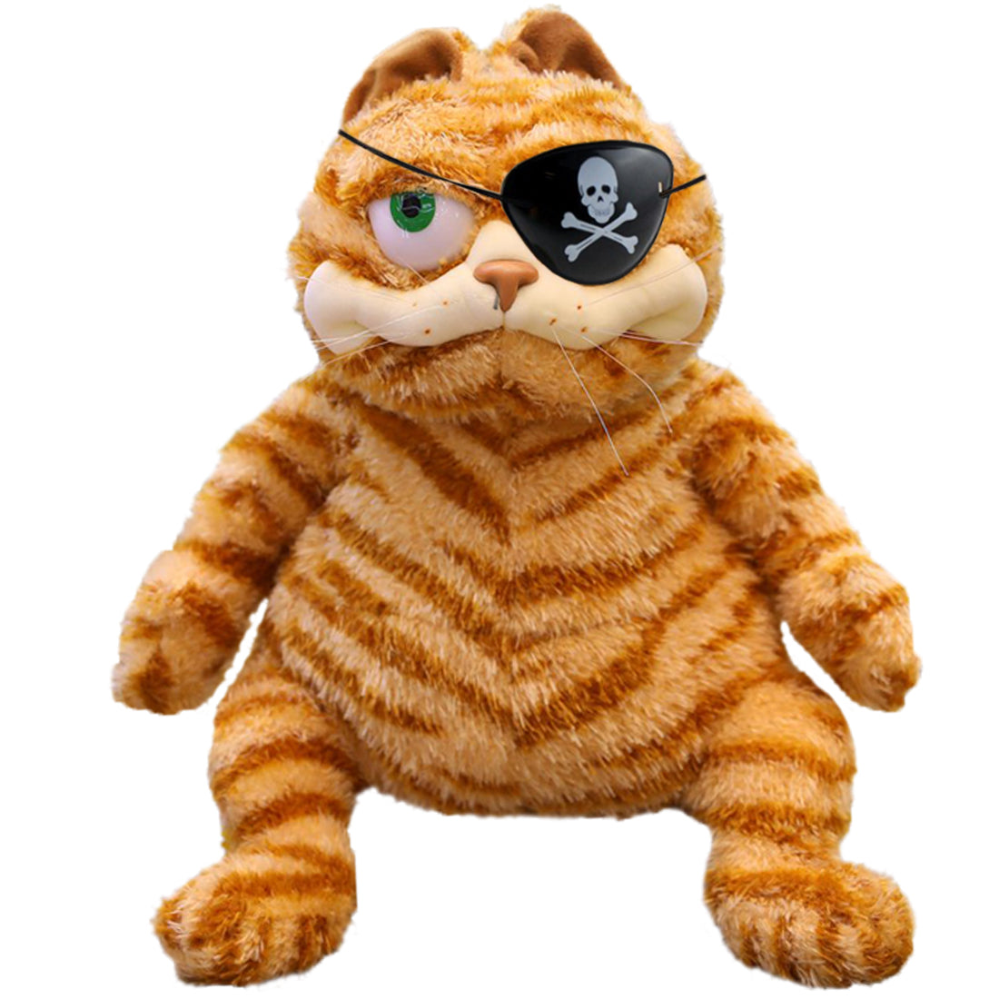 ELAINREN Halloween Garfield Plush Toy Fat Orange Cat with Blindfold Plush Kitten Dolls-30cm