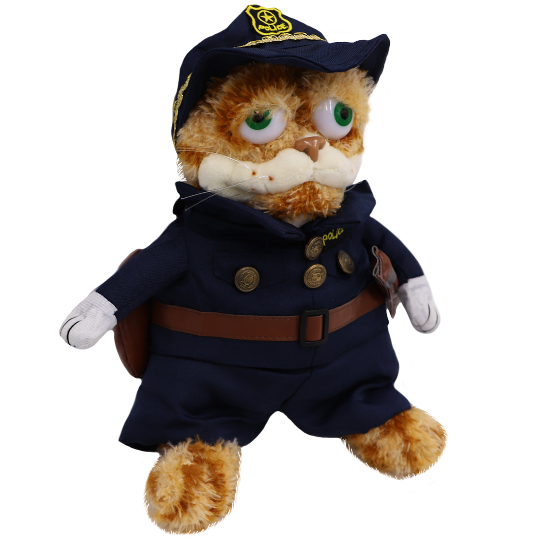 ELAINREN Halloween Garfield Plush Toy Police Pet Cat Plush Fat Orange Cat Stuffed Dolls-30cm