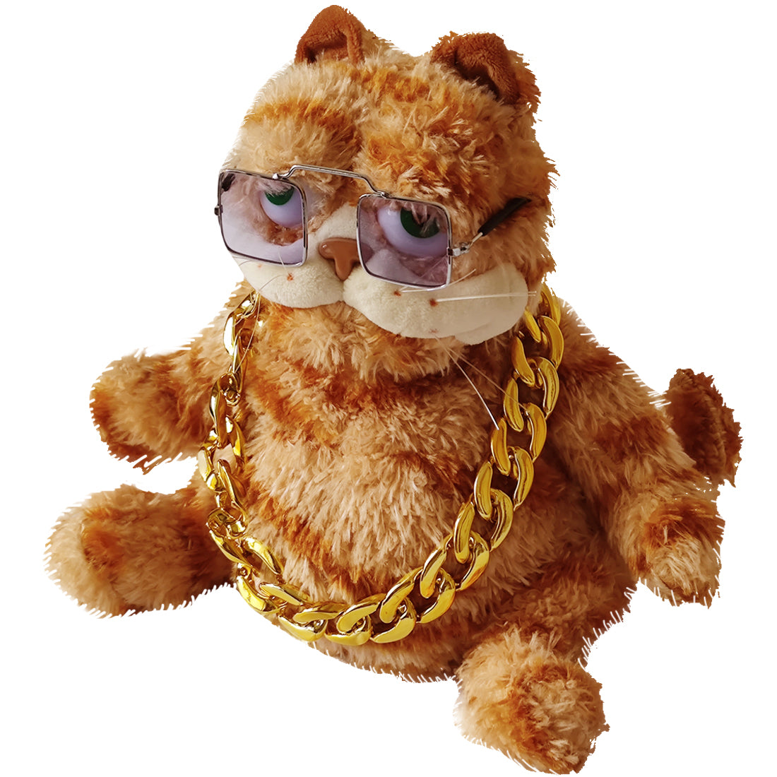 ELAINREN Halloween Garfield Plush Toy Cute Ugly Fat Kitten with Sun-Glass -30CM